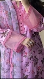 Pink Floral Printed Lawn 3-Piece Suit - Image 3