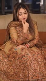 Luxury Printed Anarkali Gown Set with Matching Mask – 2 Piece Set - Image 2