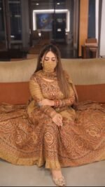 Luxury Printed Anarkali Gown Set with Matching Mask – 2 Piece Set - Image 4